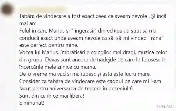 Testimonial - Tabăra de Vindecare Emoțională